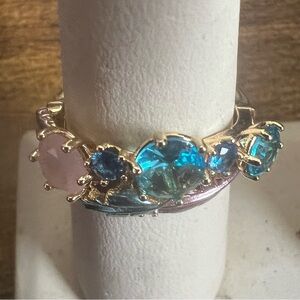 Elegant Gold and Blue Gemstone Ring